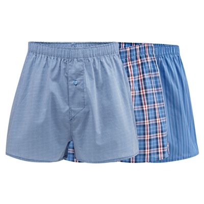 The Collection Pack of three blue patterned print boxers